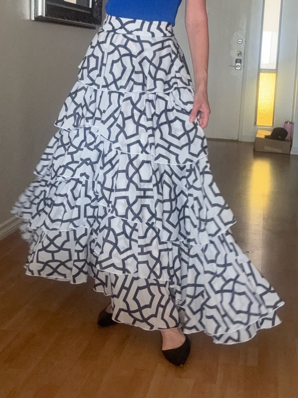 Alexandra Miro Tiered Geometric Maxi Skirt XS $595